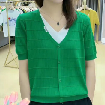 诗娅达（SHIYADA）冰丝短袖t恤女夏季女装新款韩版宽松百搭显瘦休闲上衣打底衫绿色XL建议110-125斤	