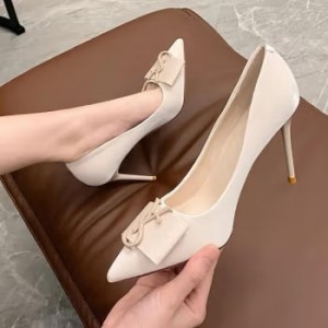 单鞋女新品轻奢高端夏秋新款职业尖头浅口高跟鞋女细跟真皮鞋工作鞋女